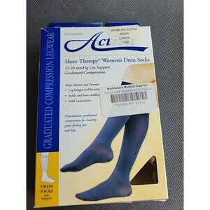 Activa Womens Dress Compression Socks Large Tan 15-20 mmHg Sheer Therapy Lite